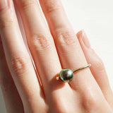 Dent 10K Gold Ring w. Pearl and Diamond