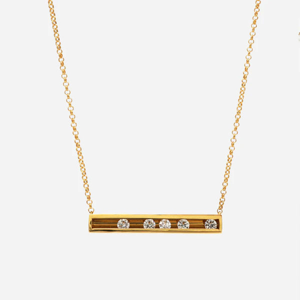 Moving 5 18K Gold Necklace w. Diamonds