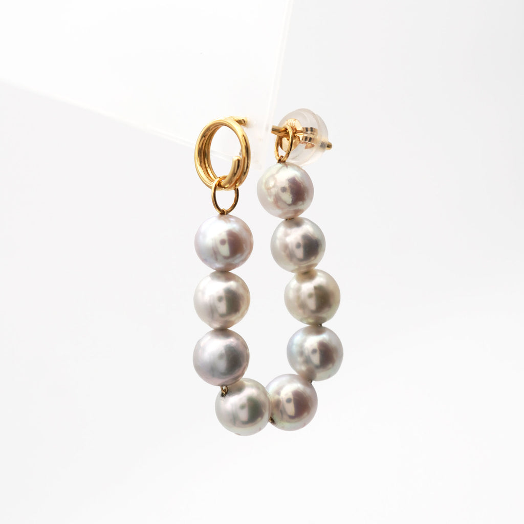 Natural 18K Gold Earring w. Akoya Pearl