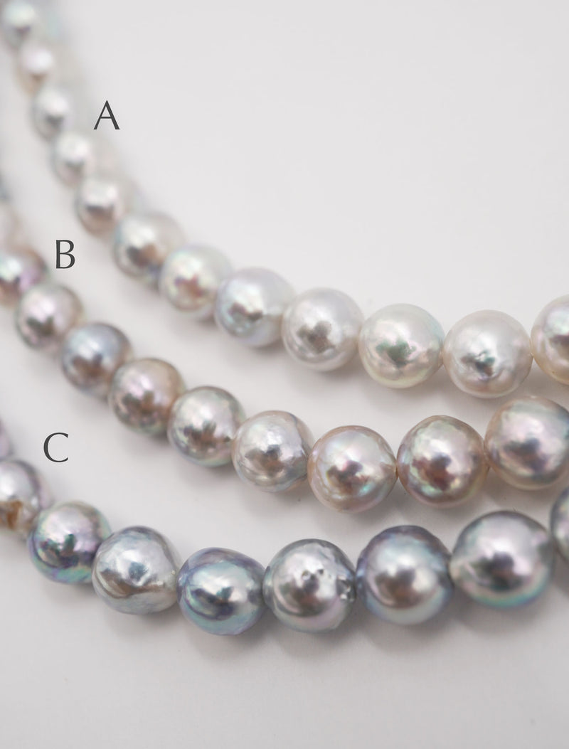 Natural C 18K Gold Halskette w. Akoya Pearl & Diamond