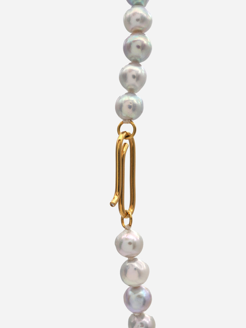 Natürliches A 18K Gold Halskette w. Akoya Pearl & Diamond