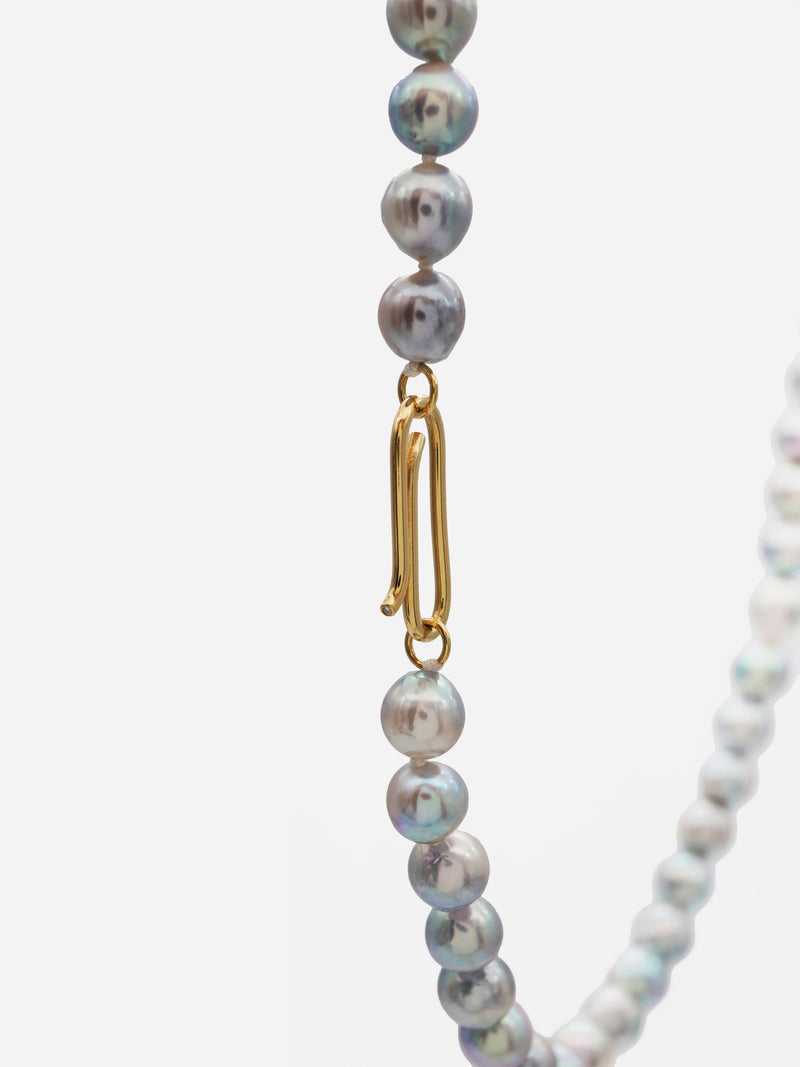 Natural B 18K Gold Halskette w. Akoya Pearl & Diamond