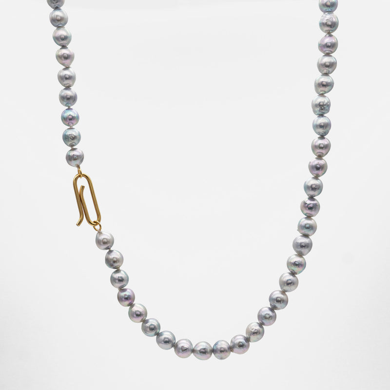Natural C 18K Gold Halskette w. Akoya Pearl & Diamond