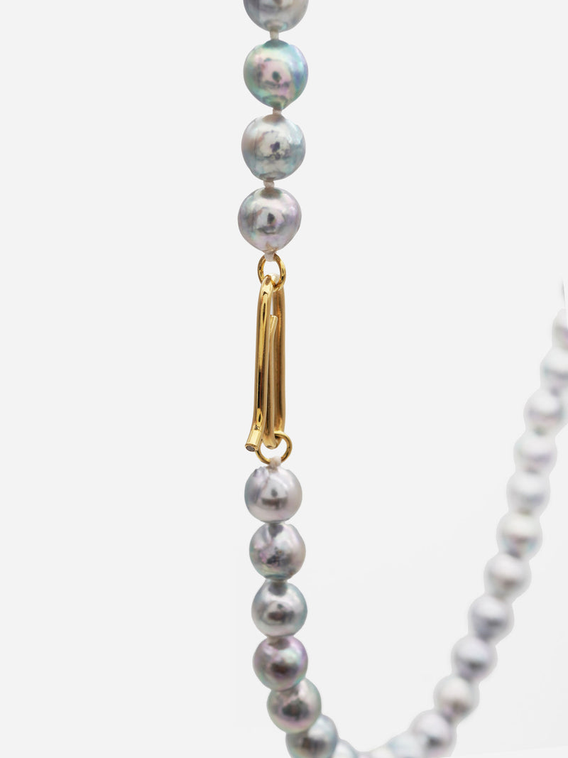 Natural C 18K Gold Halskette w. Akoya Pearl & Diamond