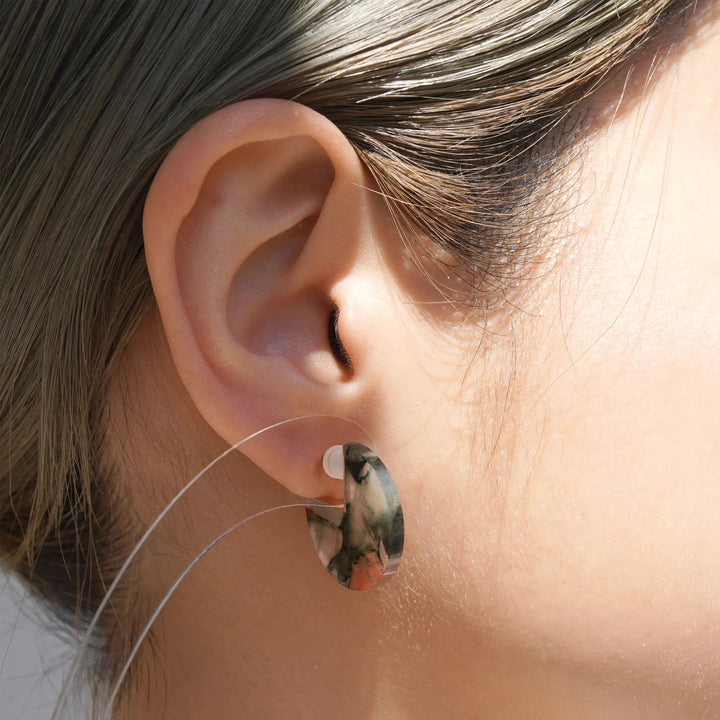 Slice 10K & 18K Gold Earrings w. Blood Stone