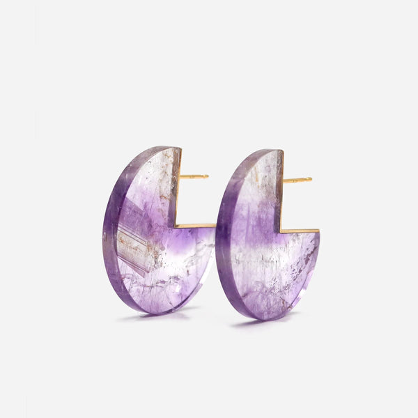 Slice 18K & 10K Gold Earrings w. Amethyst