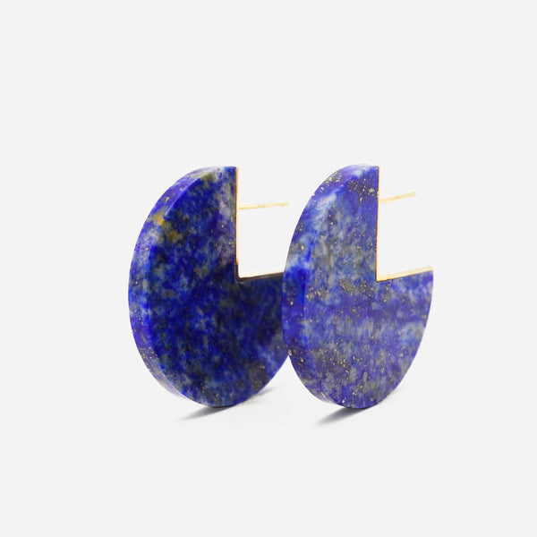 Slice 18K & 10K Gold Earrings w. Lapis Lazuli