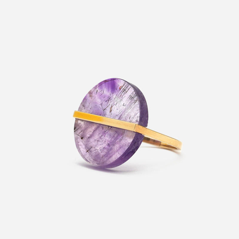 Slice 10K Gold Ring w. Amethyst