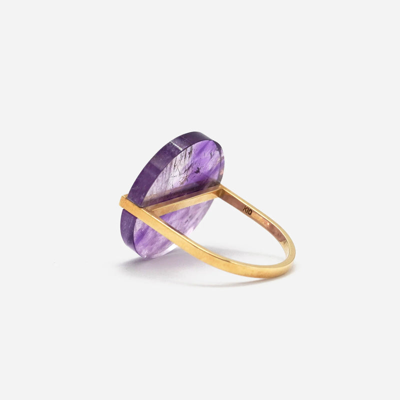 Slice 10K Gold Ring w. Amethyst