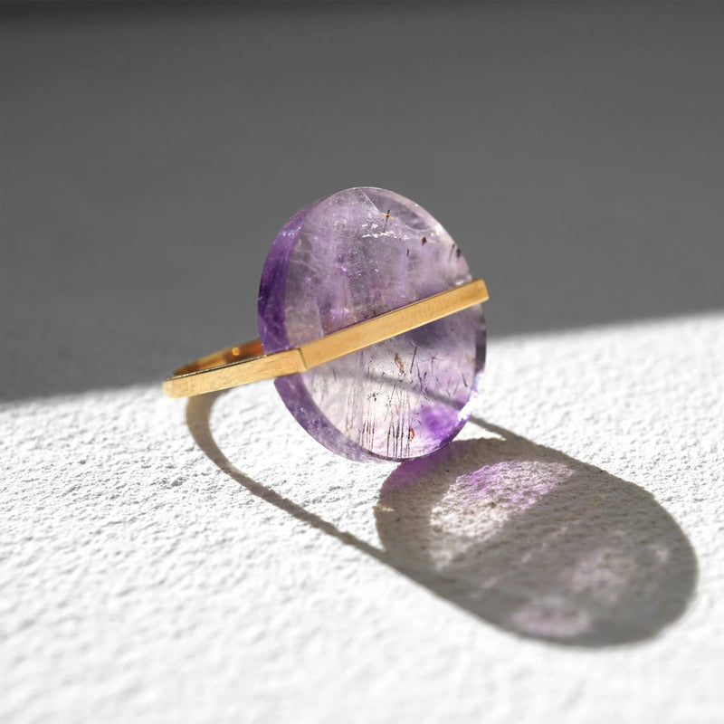 Slice 10K Gold Ring w. Amethyst