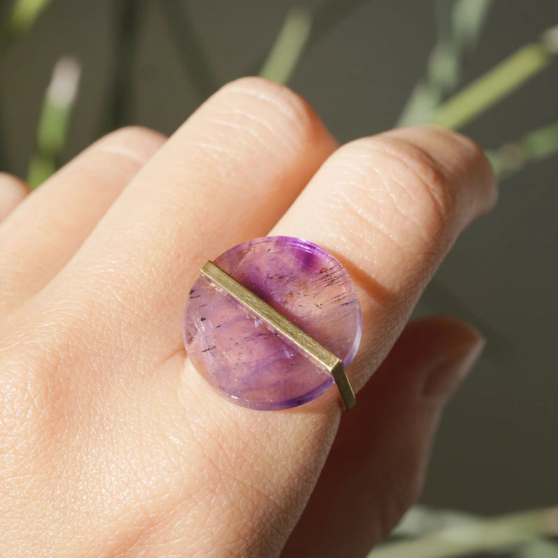 Slice 10K Gold Ring w. Amethyst