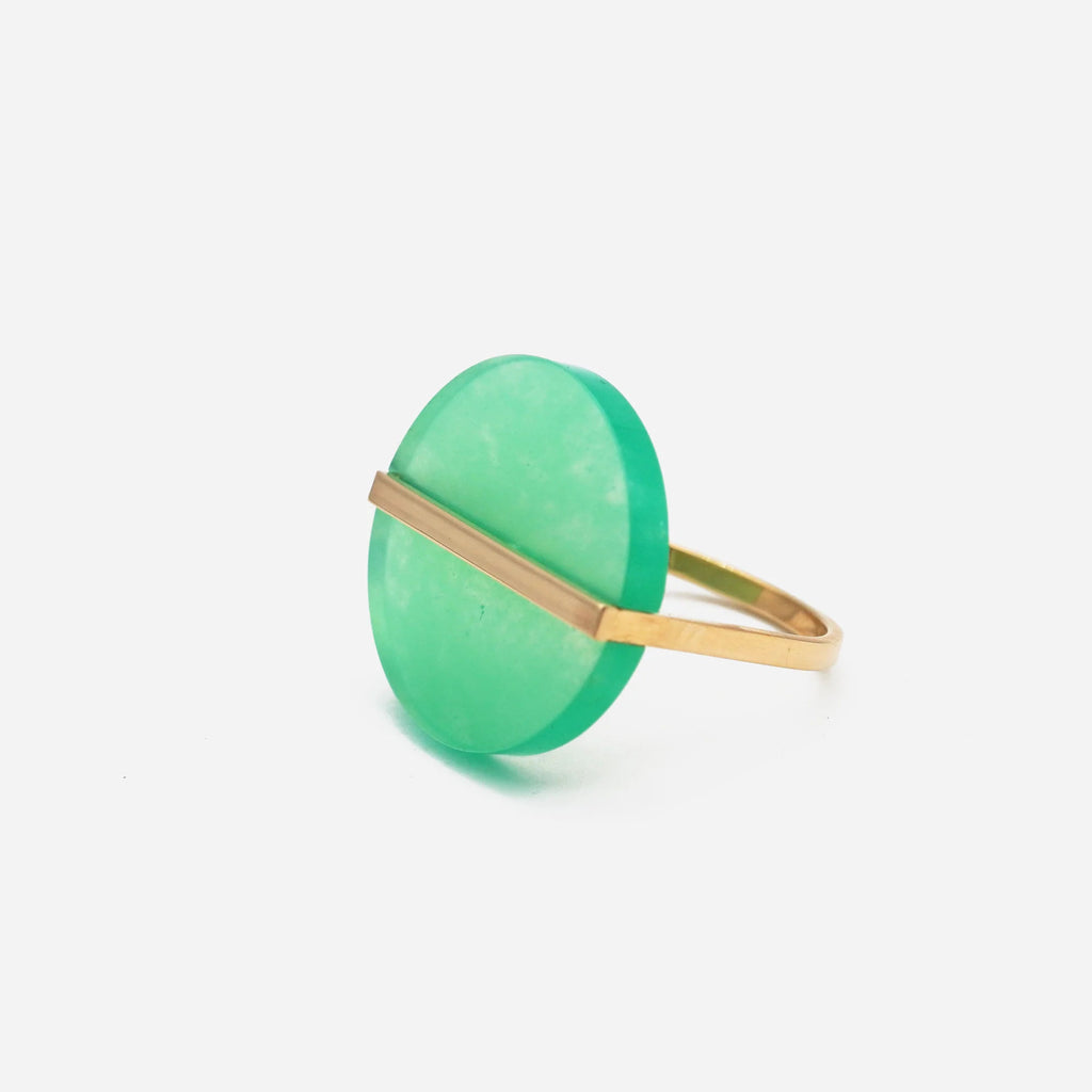 Slice 10K Gold Ring w. Chrysoprase