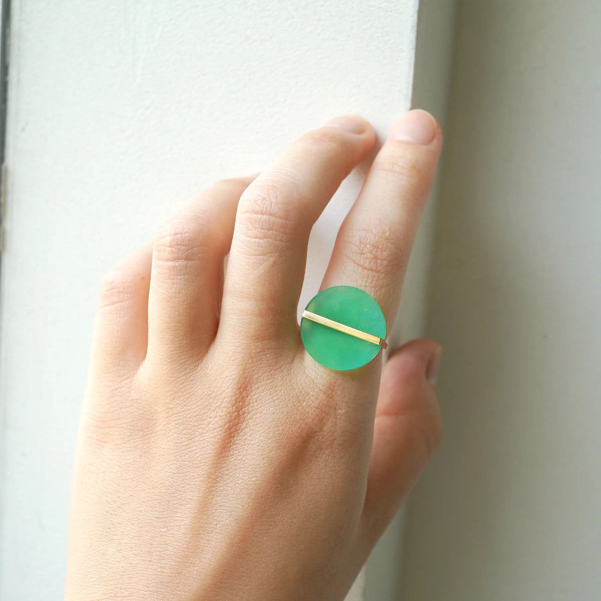 Slice 10k goldener Ring w. Chrysoprase