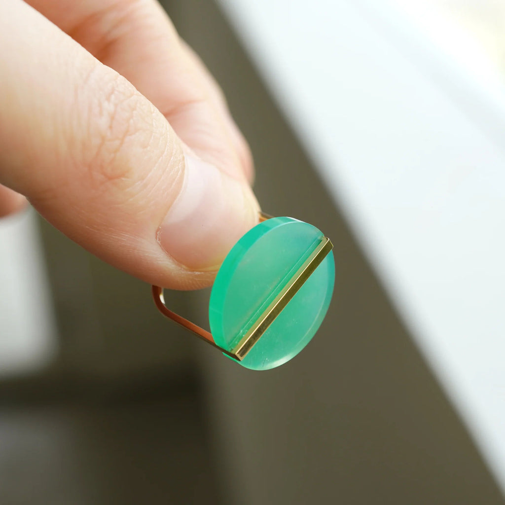 Slice 10K Gold Ring w. Chrysoprase