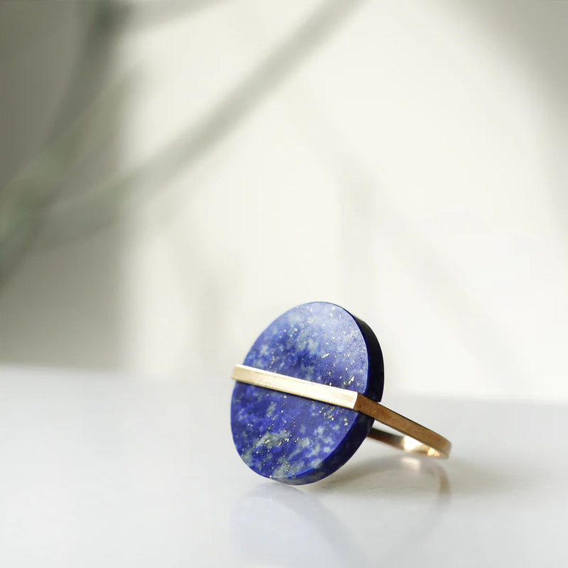 Slice 10K Gold Ring w. Lapis