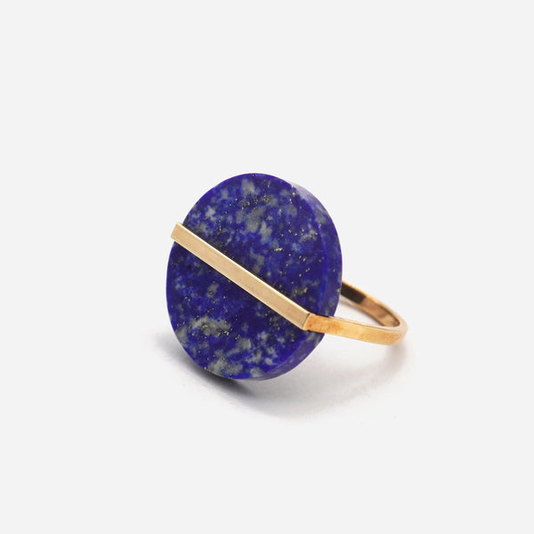 Slice 10K Gold Ring w. Lapis