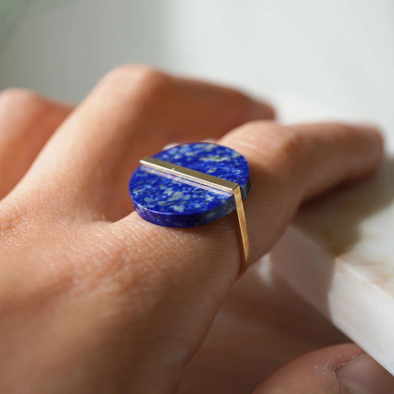 Slice 10K Gold Ring w. Lapis