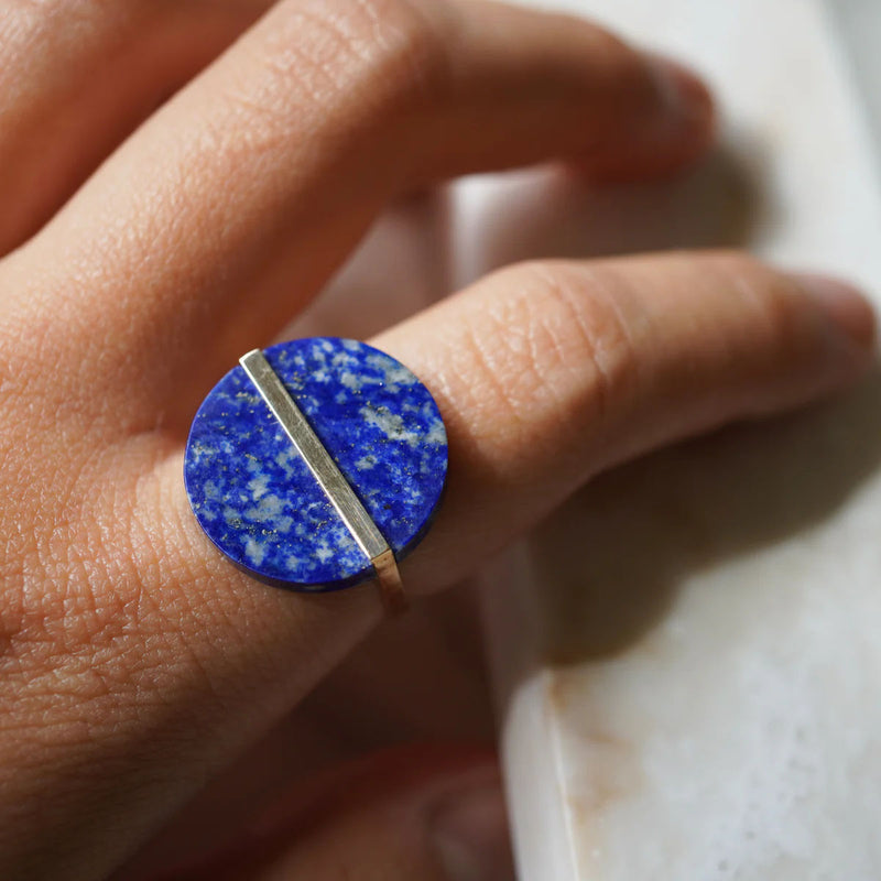 Slice 10K Gold Ring w. Lapis