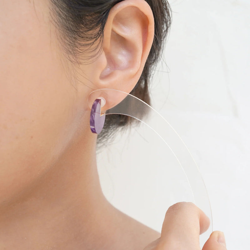 Slice 18K & 10K Gold Earring w. Amethyst