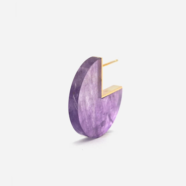 Slice 18K & 10K Gold Earring w. Amethyst