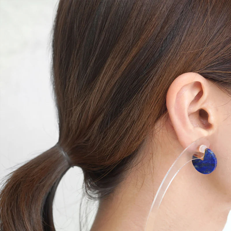 Slice 18K & 10K Gold Earring w. Lapis Lazuli