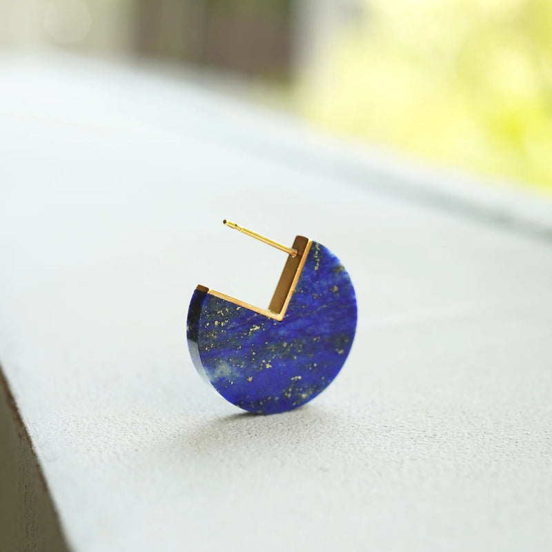 Slice 18K & 10K Guld Ørering m. Lapis Lazuli