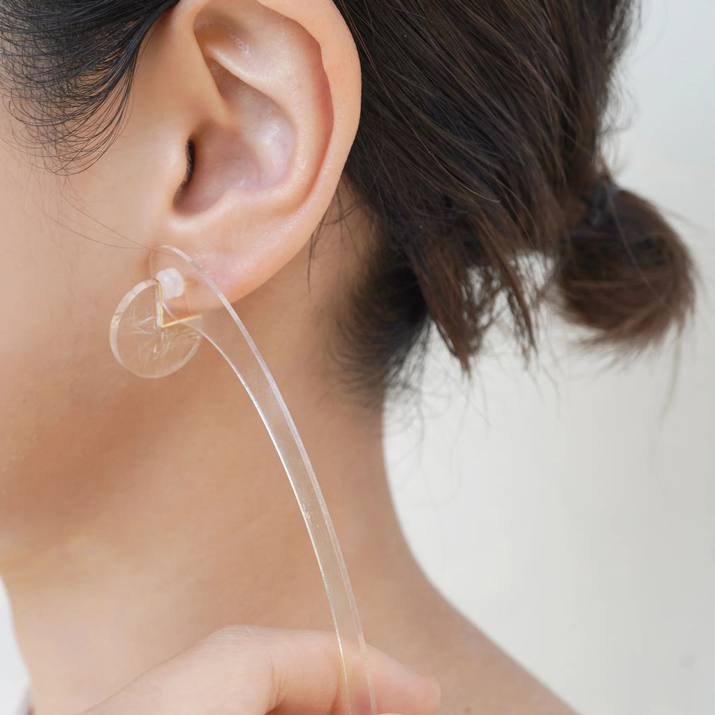 Slice 10K & 18K Gold Earring w. Rutile Quartz