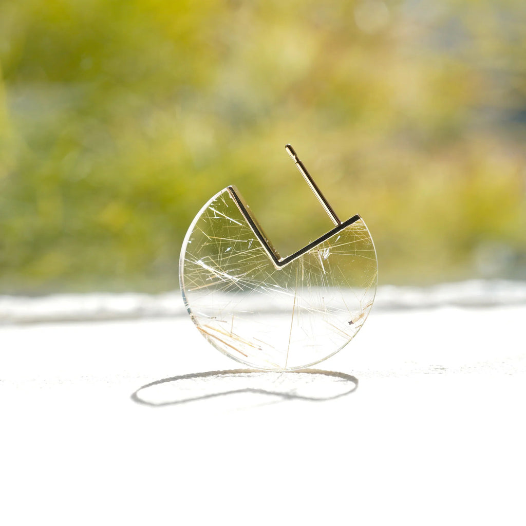 Slice 10K & 18K Gold Earring w. Rutile Quartz