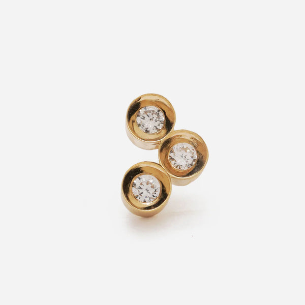 Spot Single 18K & 10K Earring w. 3 Diamonds