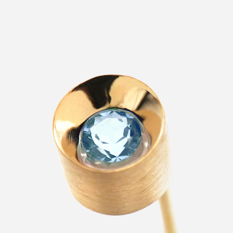 Spot Single 18K & 10K Earring w. 3mm Aquamarine