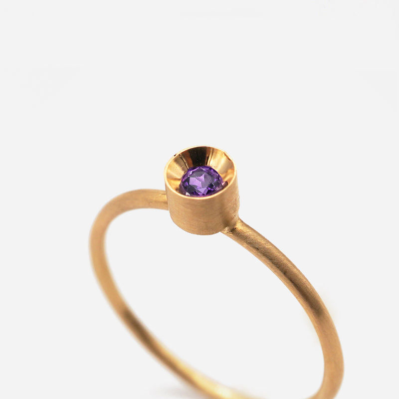 Spot Ring 10K Gold Ring w. Amethyst