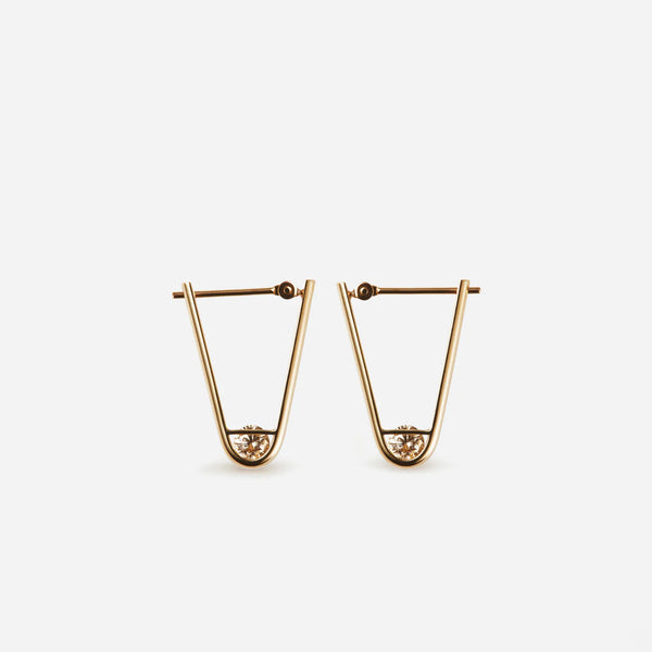 Tip L 18K & 10K Gold Earring w. Diamonds