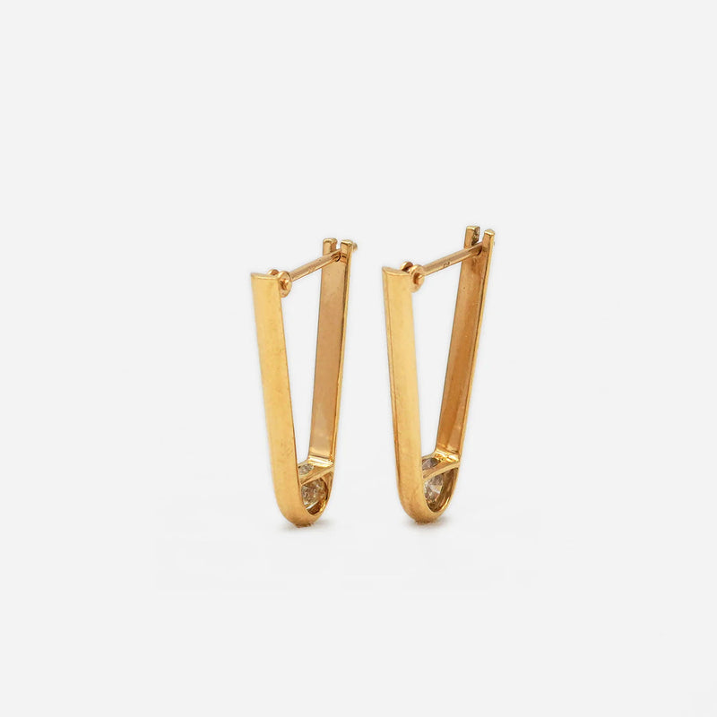 Tip L 18K & 10K Gold Earring w. Diamonds