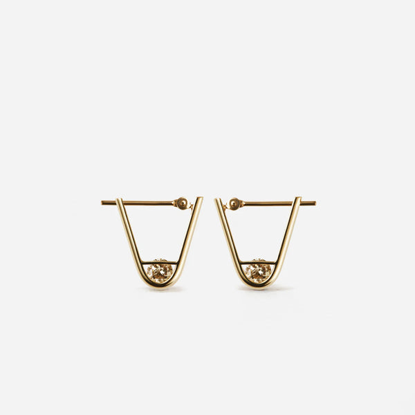 Tip S 18K & 10K Gold Earring w. Diamonds