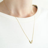 Tip 10K Gold Necklace w. Diamond