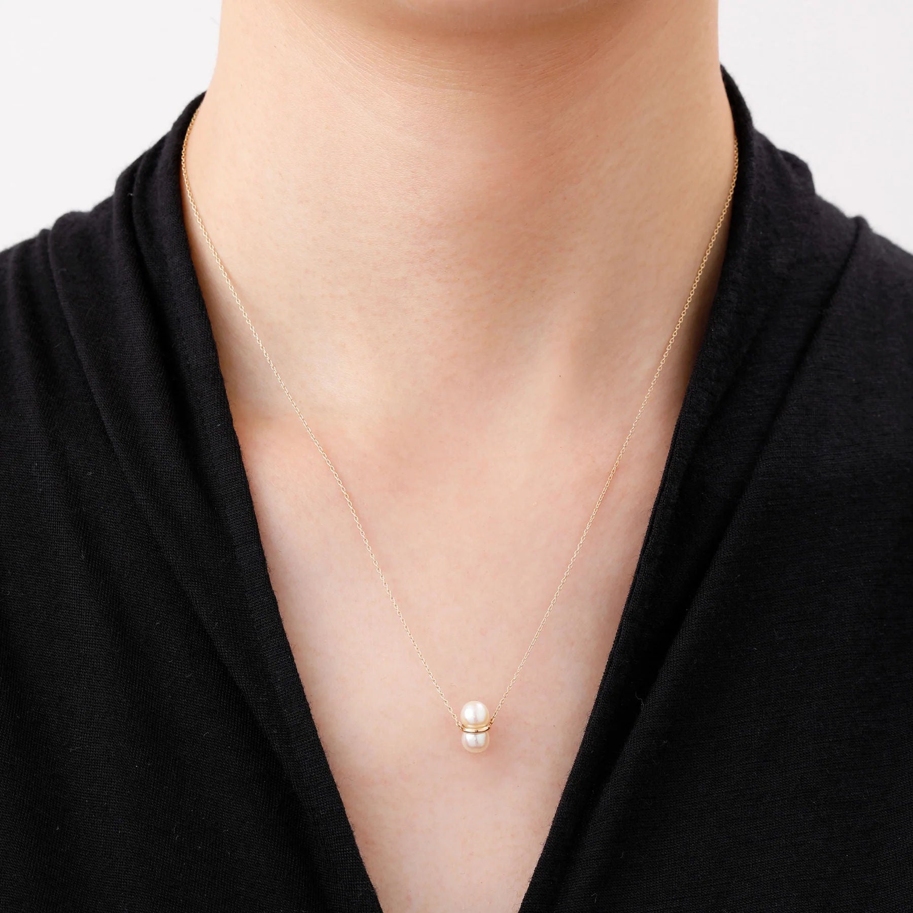 Twin Pearl M 10K Gold Necklace