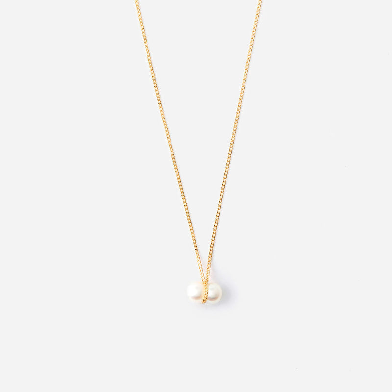 Twin Pearl S 18K Gold Necklace