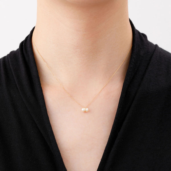 Twin Pearl S 18K Gold Necklace