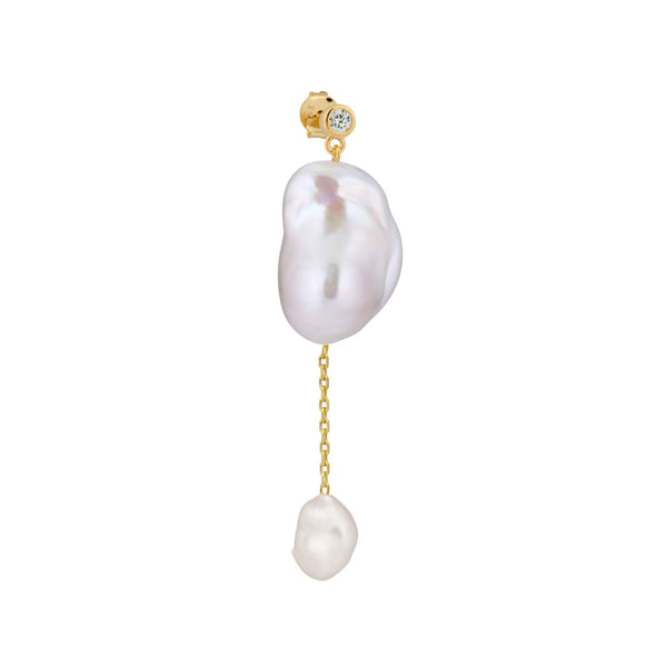Juno Gold Plated Stud w. Cubic Zirconia & Pearls