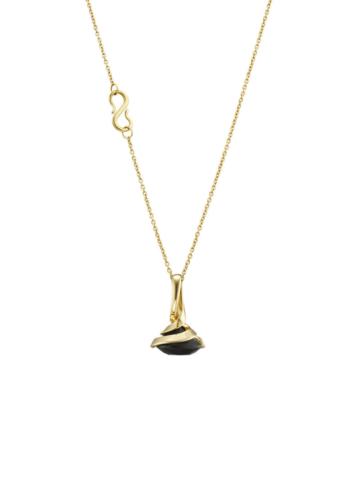 Drizzle 18K Gold Pendant w. 3ct Mpingo Wood