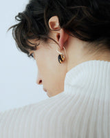 Meadow 18K Gold Earring w. 7ct Mpingo Wood