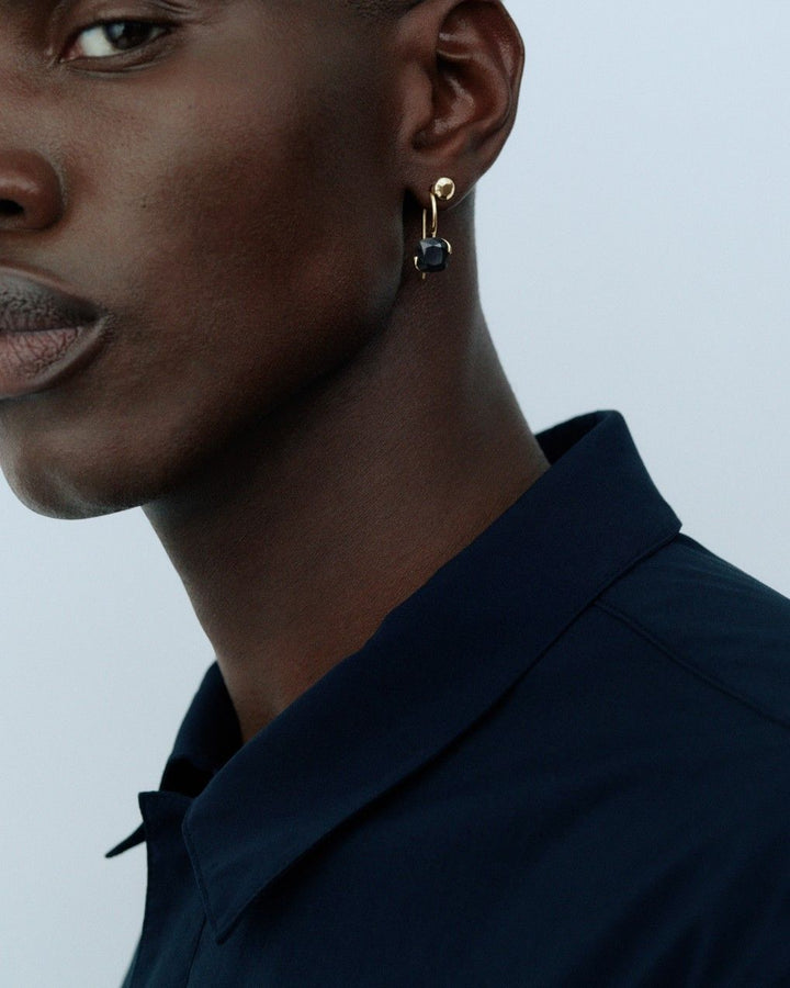 Meadow 18K Gold Earring w. 3ct Mpingo Wood