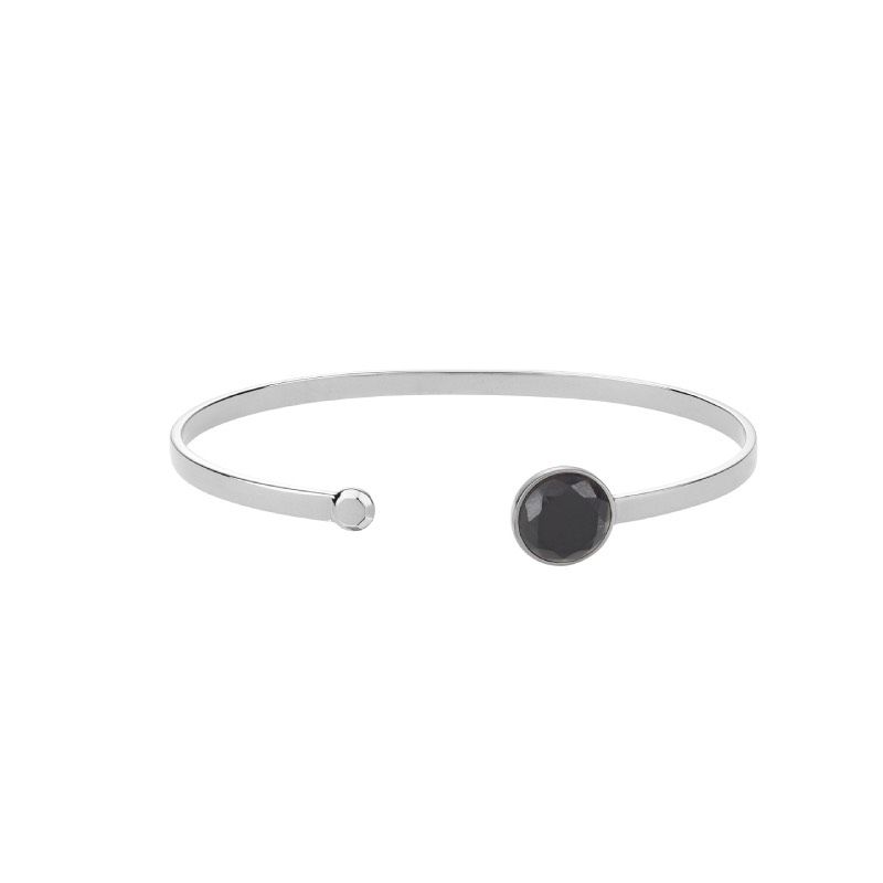 Fine Incisions Silver Bracelet w. Diamond