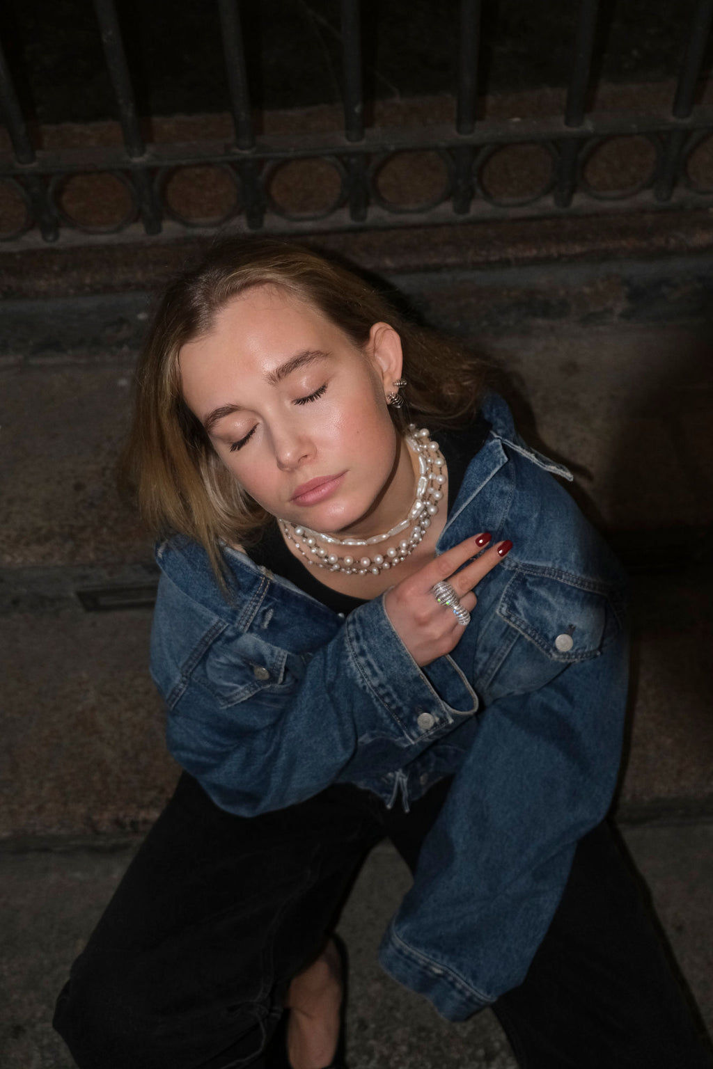 Mini gerippter Leere Silber Ring w. Zirkonia