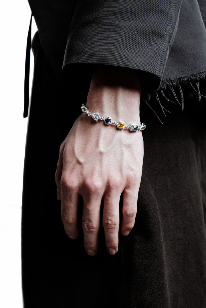 Dopamine Rhodium Plated Silver Bracelet w. Moissanites
