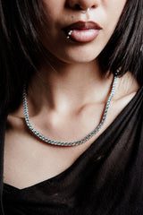 4mm Tennis Aqua Green Rhodium Plated Necklace w. Moissanites