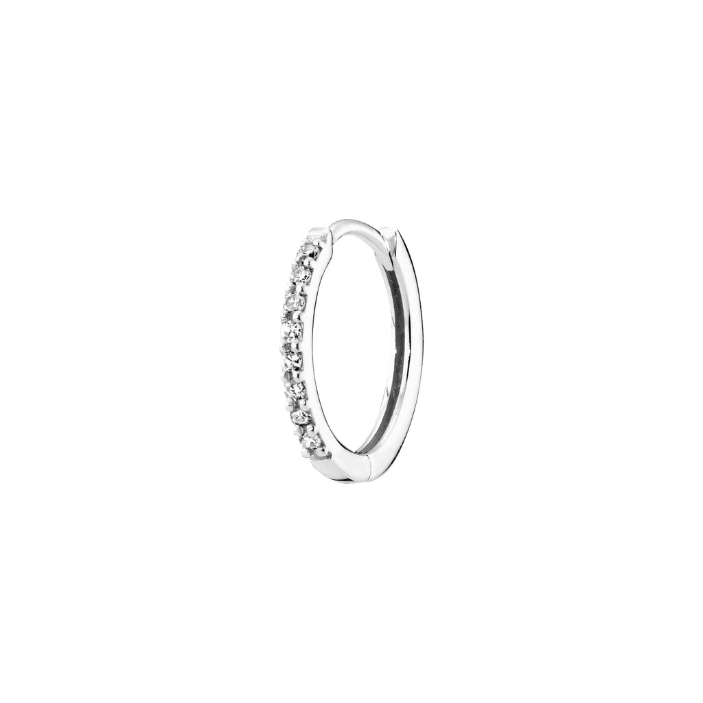 Lamarr 10 14K White Gold Huggie w. Lab-Grown Diamonds