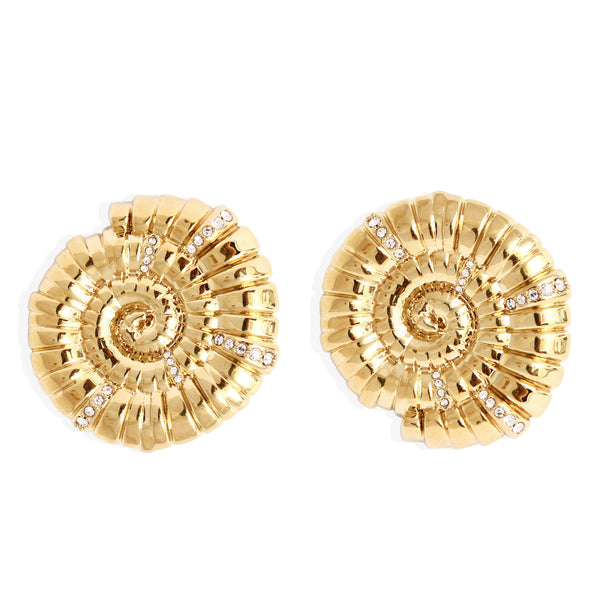 Large Galia Gold Plated Earrings w. Zirconia