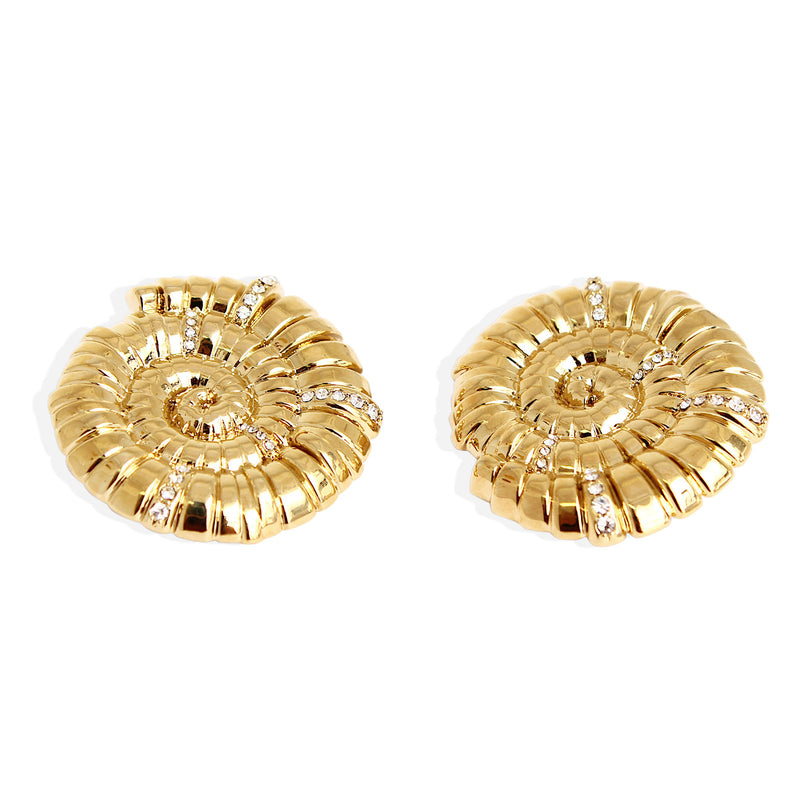 Large Galia Gold Plated Earrings w. Zirconia