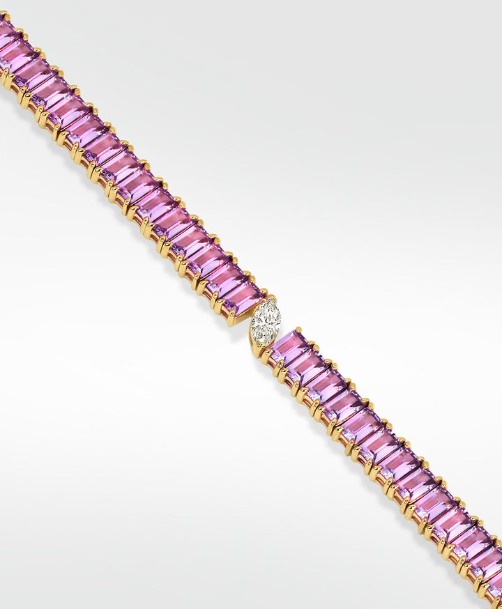 Veto Lux 14K Gold Armband W. Diamond & Saphire aus Laborgewachsen